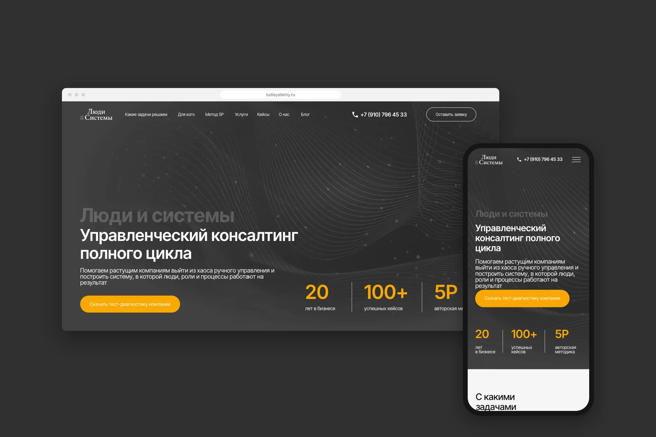 Сайт ludisystemy.ru на компьютере и телефоне