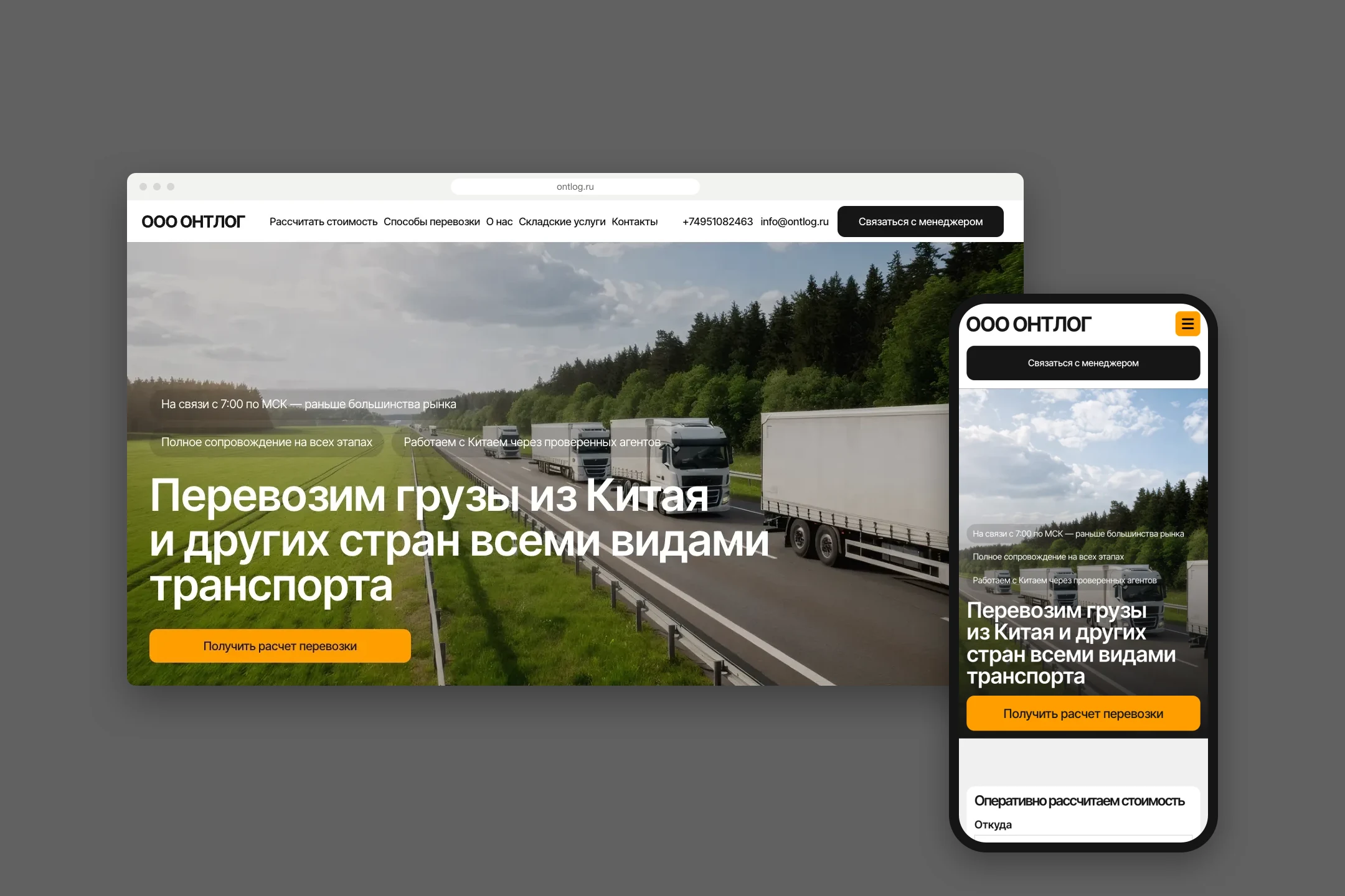 Сайт ontlog.ru на компьютере и телефоне